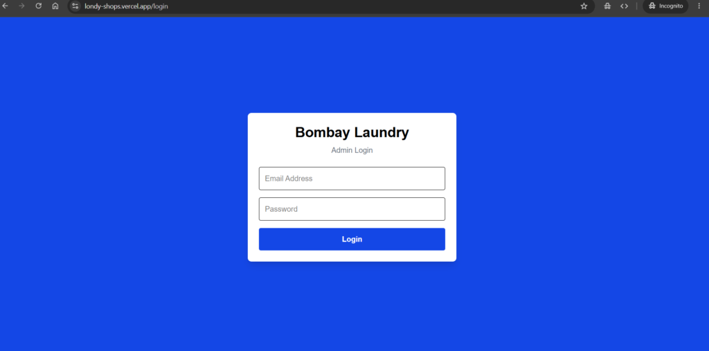 Londy Shops laundry management web application developed by Web Developer Shyam Sundar